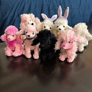 8 small Plush Poodle Toys - Pink, Black, White TY Beanie Babies and more